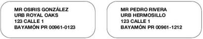 Abbreviation URB placed before the urbanization name. Abbreviation URB placed before the urbanization name.